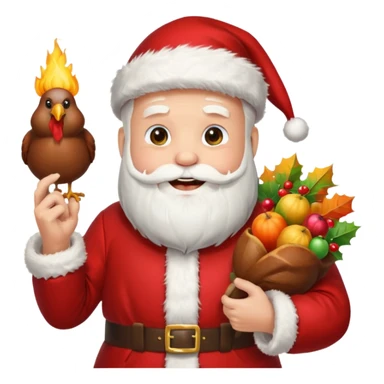 Santa holding tnt and a turkey sticker