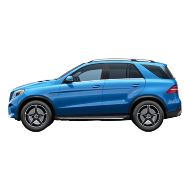 super simple pure side view black Mercedes GLE SUV minimal details compact rounded blue-tinted windows sticker
