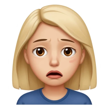 anxious face emoji, biting lip, worried eyes, single tear sticker