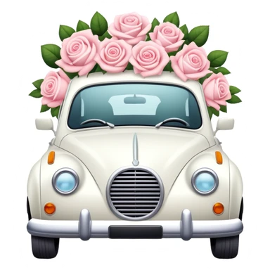 White Wedding car with beautiful pastel roses sticker