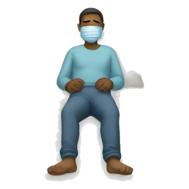 A man have mask and sleeping on bed sticker
