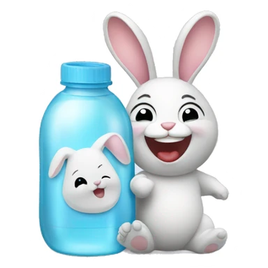 bunny laughing with baby bottle sticker