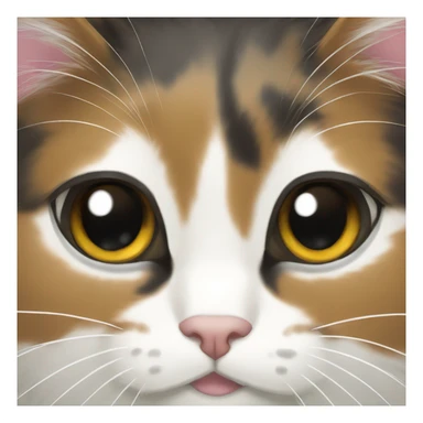 Tricolor longhair cat with white marking on face sticker