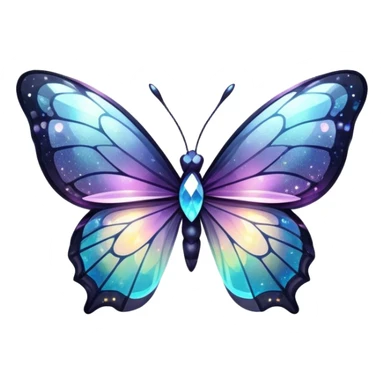 Dark Nebula Sparkly glossy glittery Pastel iridescent transparent bio-luminescent glass crystal butterfly sticker