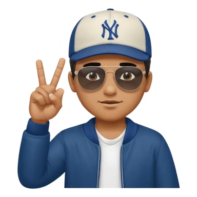 Cool hip guy with NY baseball cap and sunglasses doing the middle finger sticker