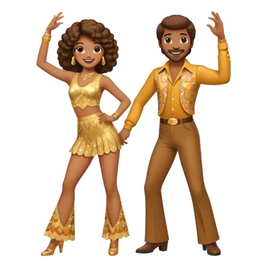 hombre y mujer bailando con ropa de disco de los 70s sticker