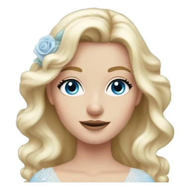 Beautiful blond girl with blue eyes and pastel blue pink wedding dress sticker