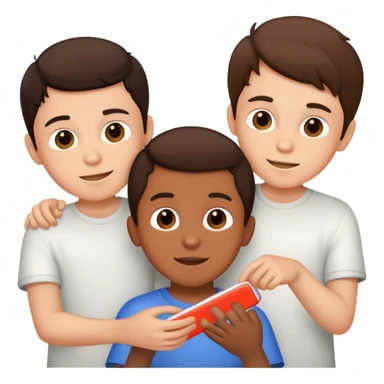 Three young brunette brothers playing together  sticker