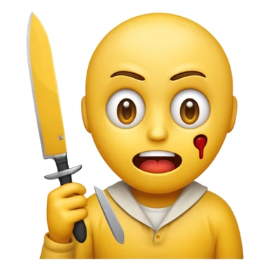 Insane scared injured yellow emoji person with a knife in the classic emoji style  sticker