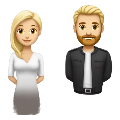 un couple d'un homme et d'une femme. des amoureux. la femme est blanche, très jolie avec les cheveux blonds. l'homme est beau, plus grand qu'elle, avec les cheveux noirs et cout, il a une legere barbe. sticker