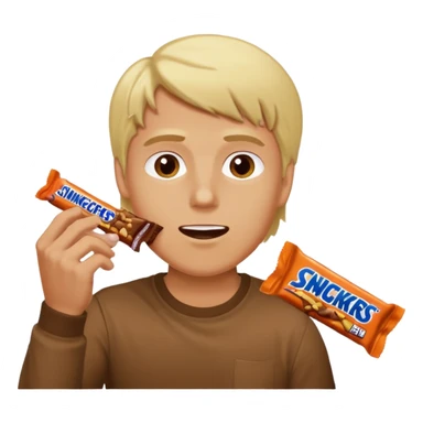 men with blond hairs and a good body eat a snickers sticker