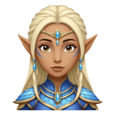 ESO female water elf with scale skin warrior with lashes and earrings sticker