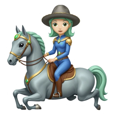 lady alien on horse sticker