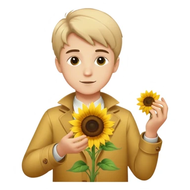 Boy sunflower doing magic tricks sticker