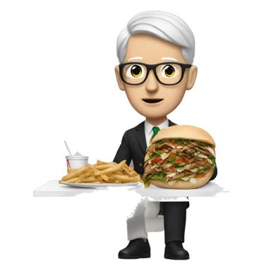 White Man with eyeglasses in gucci outfit eating doner sticker