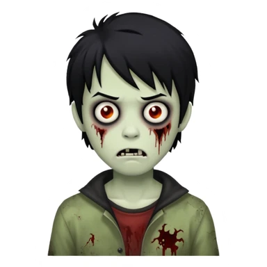 Boy, zombie, black hair, medium long, emo, shaggy, dark, spooky, creepy expression emoji | AI Emoji Generator sticker