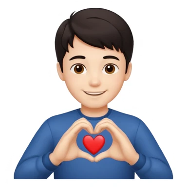 Un garçon beau qui fait un cœur avec des cheveux noir sticker