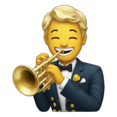 laughing playing a trumpet sticker