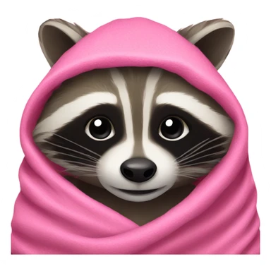 Raccoon wrapped in pink blanket sticker