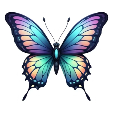 Dark, glowing, bio-luminescent butterfly, with detailed patterns sticker