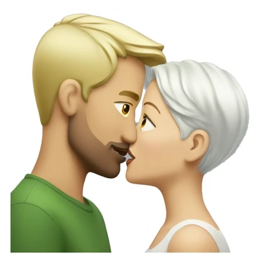 talk blonde white woman kissing short green haired man sticker