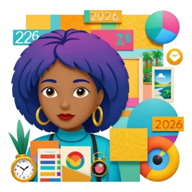 An extremely detailed lifestyle vision board collage for the year 2026. sticker