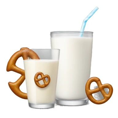 A glass of milk with a pretzel sticker