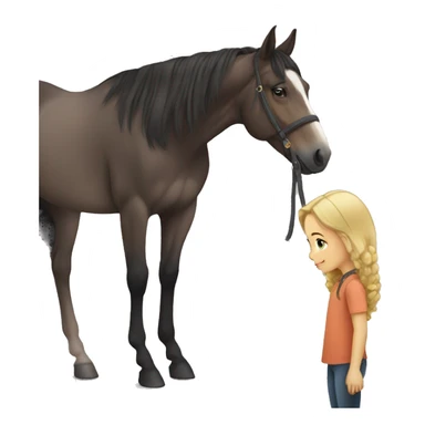girl standing next to a cute horse while petting it sticker