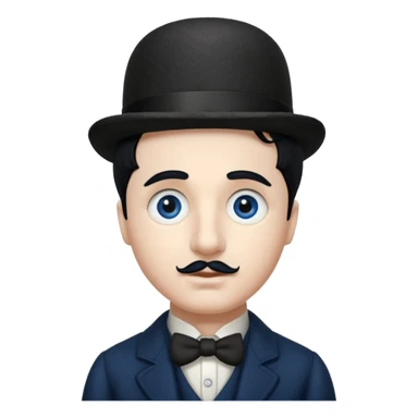 Charlie Chaplin dark blue eyes, black hair sticker