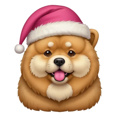 A chow chow dog wearing a santa hat sticker
