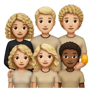 group of people  together ; men and women with brown, blonde, black hair- short hair, long hair and curly hairr wearing beige shirts aesthetic no collar, brown people, white people, black people sticker