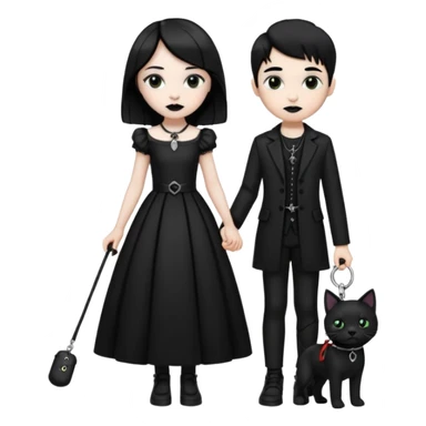 Fille Gothique qui tien un garçon en laisse sticker