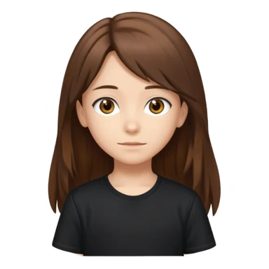 Daria whit brown hair and brown eyes a 10 year old kid Long hair and anime black shirt sticker