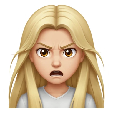 blonde girl with brown eyes and long hair angry sticker