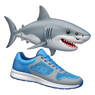 Un tiburón con zapatos tenis azules puestos sticker