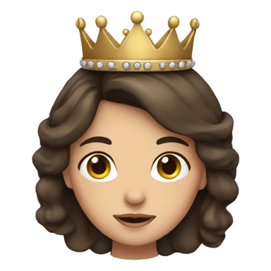 European girl with dark brown hair is wearing a crown  sticker