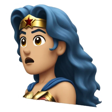 Gal godot wonder woman behind a podium giving a sad speech sticker