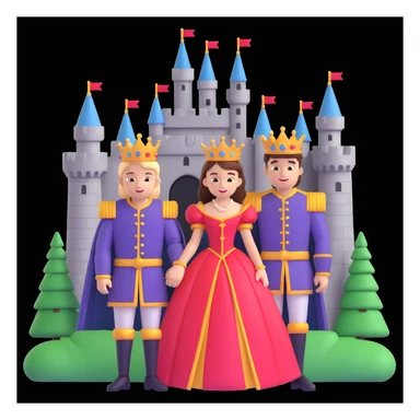 young king and queen posing, castle background sticker