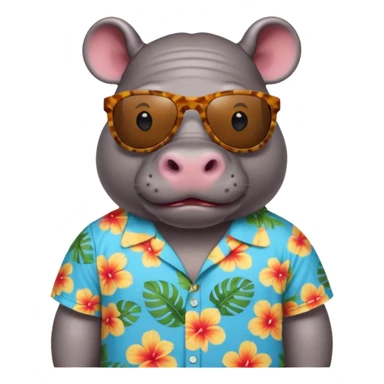 hippo with aloha shirt wearing sunglasses sticker