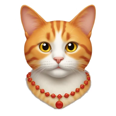 orange cat with a red necklace  sticker