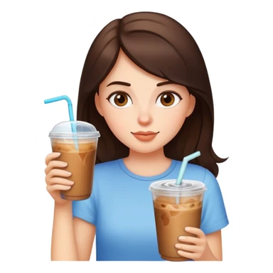 Brunette girl drinking iced coffee sticker