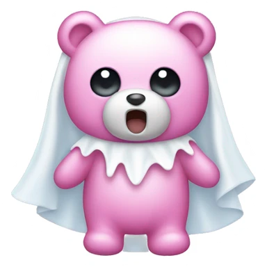 pink teddy bear with ghost costume  sticker