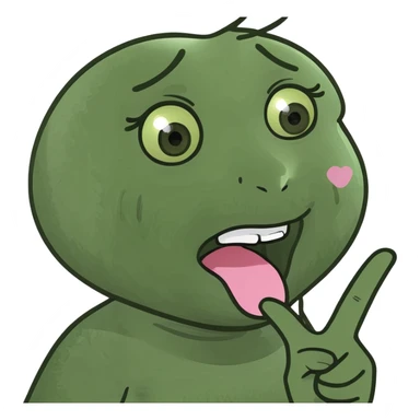 girly character sticking tongue out and showing peace hand sign, meme emoji style, cartoonish, funny sticker