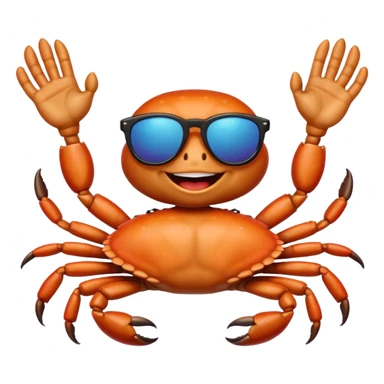 Alaska crab are moving wearing a sunglass and say hi sticker