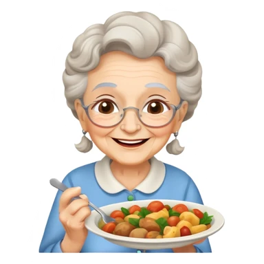 happy elderly grandmother smiling with delicious homemade food sticker