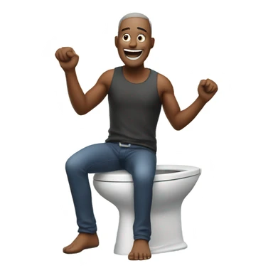 man standing on a toilet, celebrating with fireworks sticker