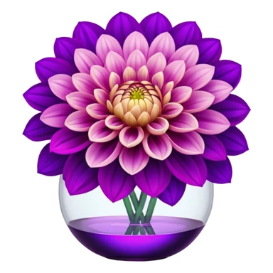 big realistic dahlia flowers in a clear vase with clear water sticker
