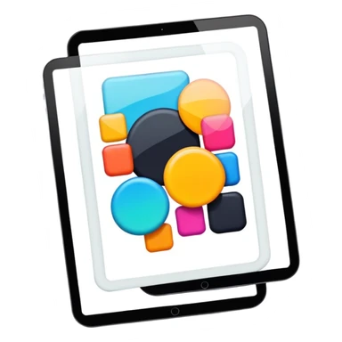 framed digital tablet artwork with abstract vector shapes inside sticker