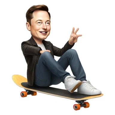 elon musk riding a skateboard while flipping us off sticker