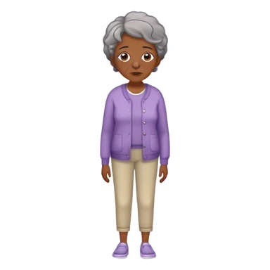 Full body of an older Black woman with Alzheimer's disease, mother of a teenager, slightly confused but gentle expression, casual clothing sticker